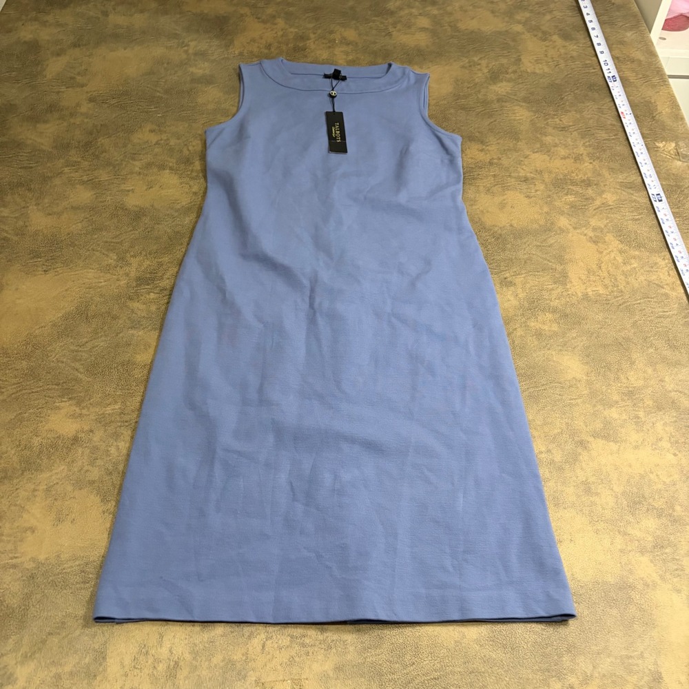 Talbots Sheath Dress Womens 4P Blue Sleeveless Bateau Neck Ponte Knit 5355